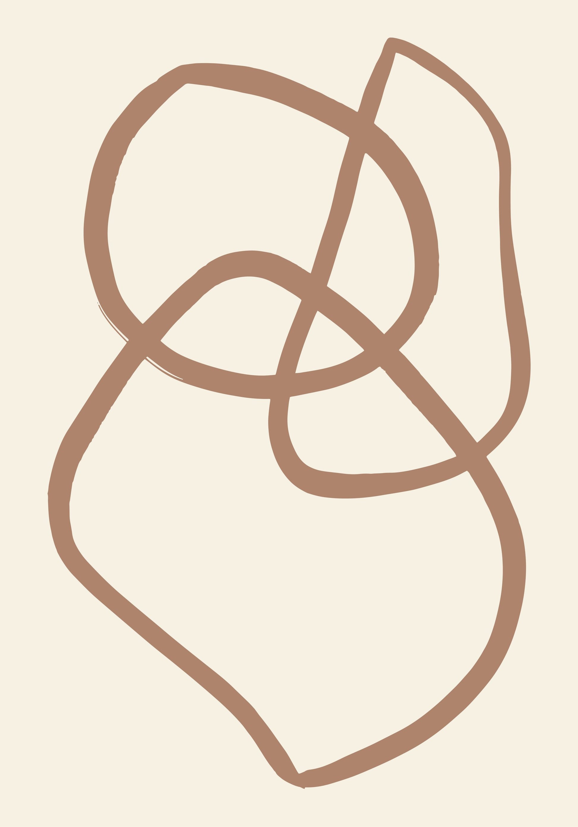 Abstract Lines Mocha 5 - Poster / Art Print