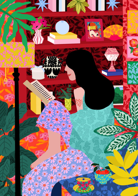 Girl Reading Her Favorite Book - Poster / Art Print