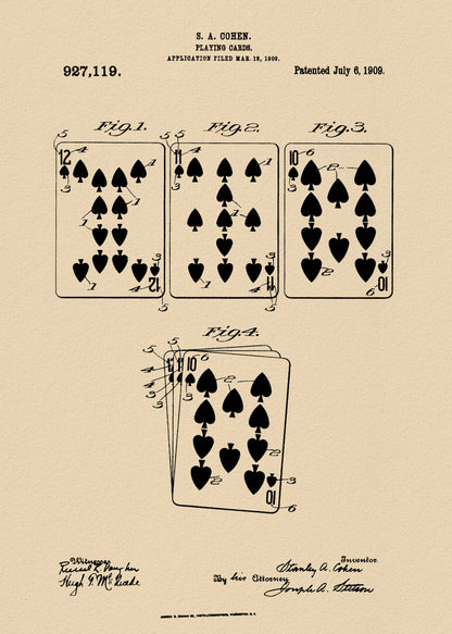 Playing Cards Patent 1909 - Poster / Art Print