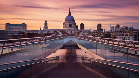 Millennium bridge leading towards St. Paul's church - Poster / Art Print