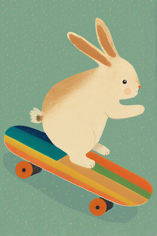 Bunny On Skateboard - Poster / Art Print