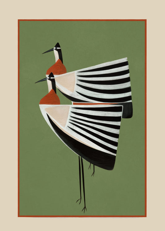 Striped Bird Pair - Poster / Art Print