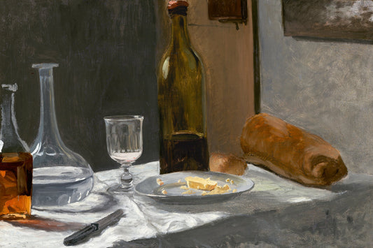 Still Life With Bottle, Carafe, Bread, and Wine (1862–1863) By Claude Monet - Poster / Art Print