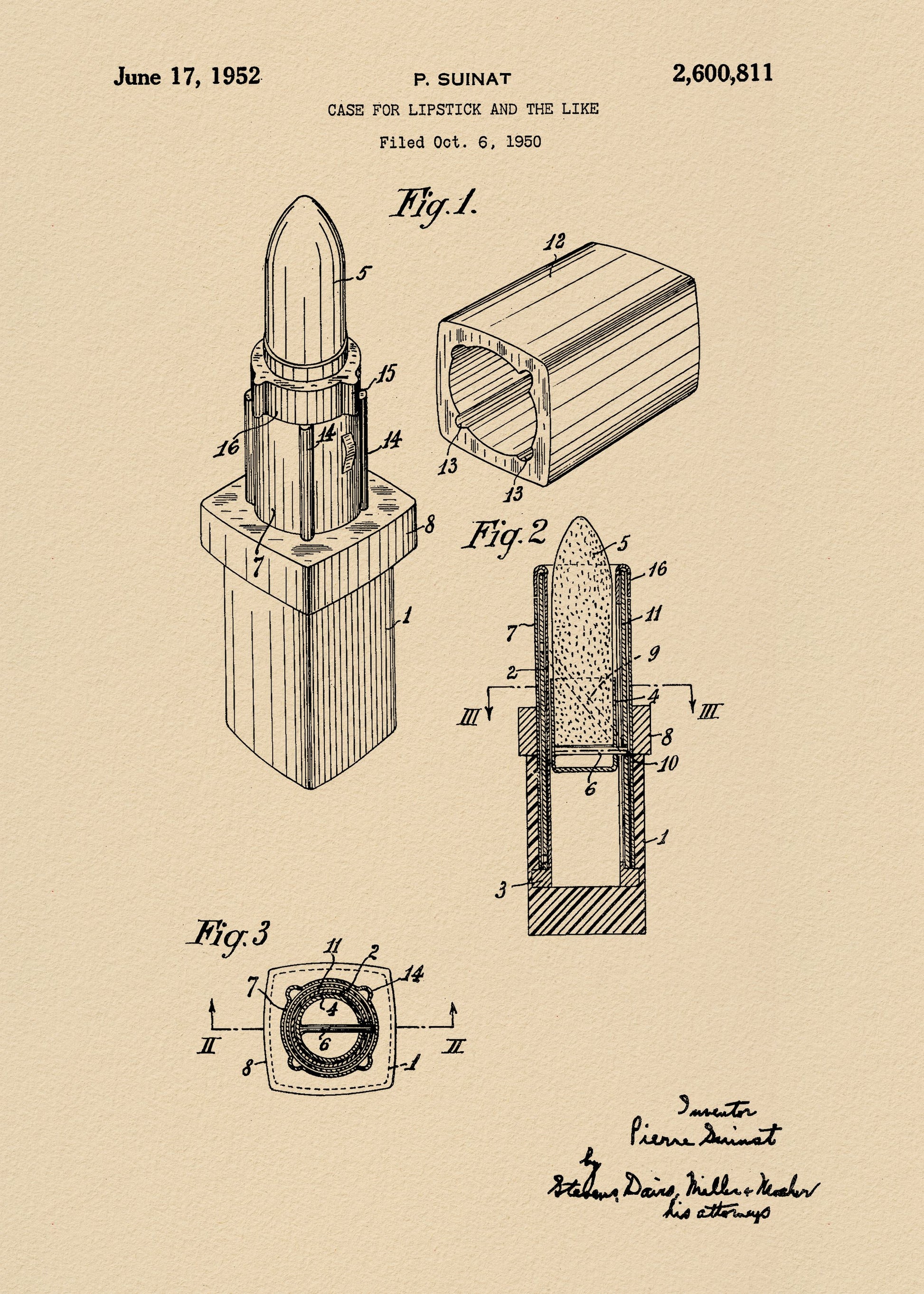 Case for Lipstick Patent 1952 - Poster / Art Print