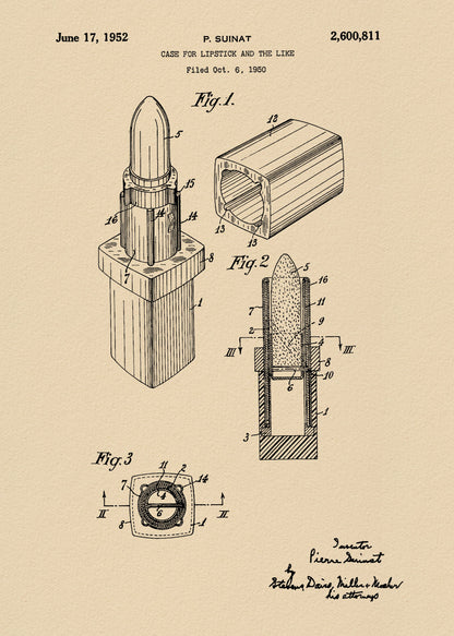 Case for Lipstick Patent 1952 - Poster / Art Print