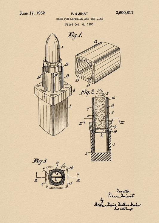 Case for Lipstick Patent 1952 - Poster / Art Print