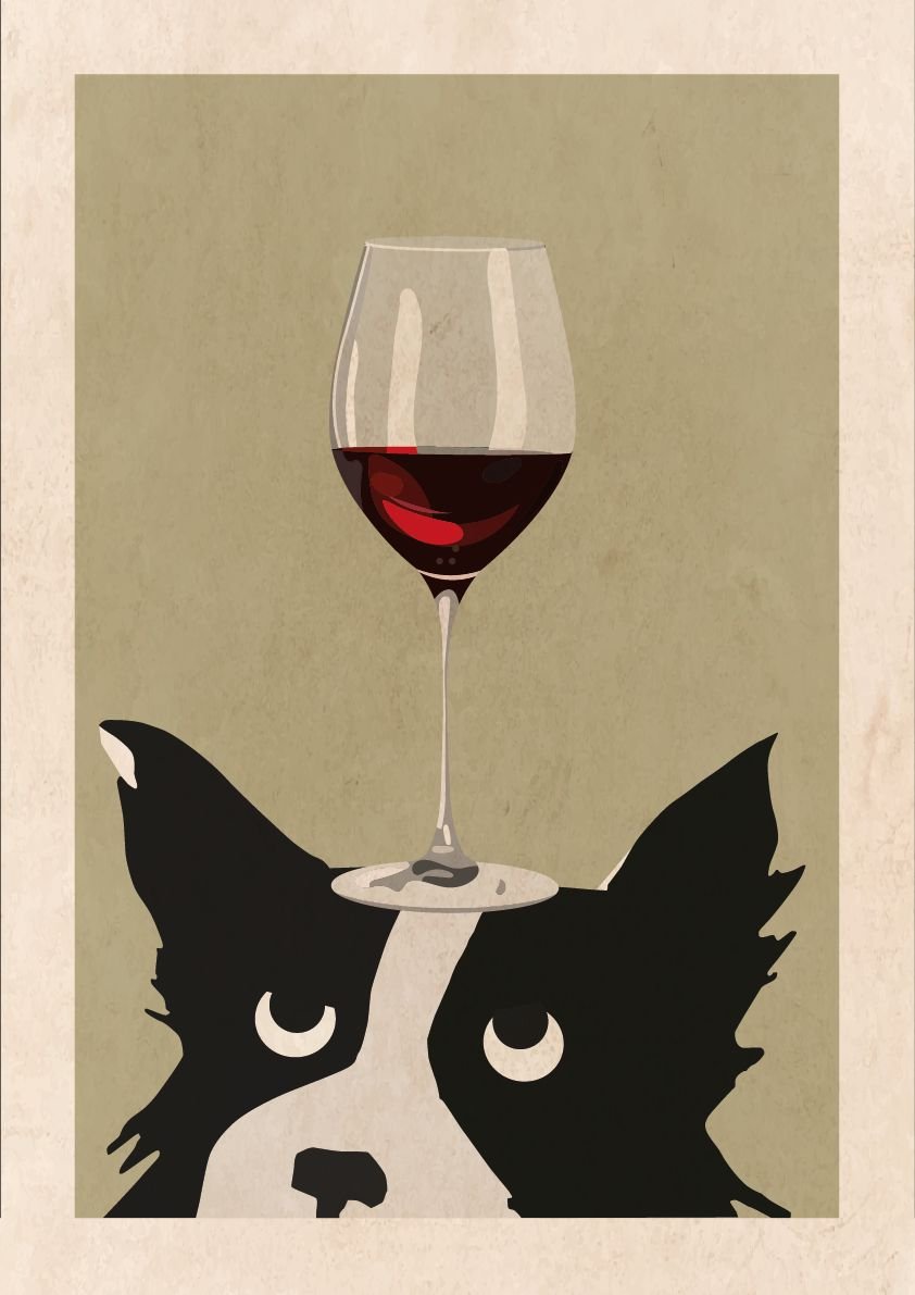 Dog and Wine - Poster / Art Print