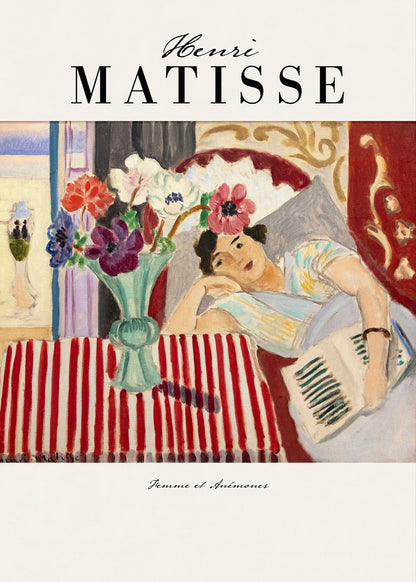 Woman With Anemones - Poster / Art Print