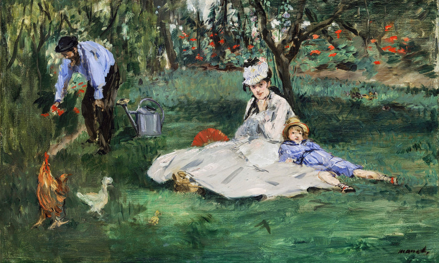 The Monet Family In Their Garden At Argenteuil (1874) - Poster / Art Print