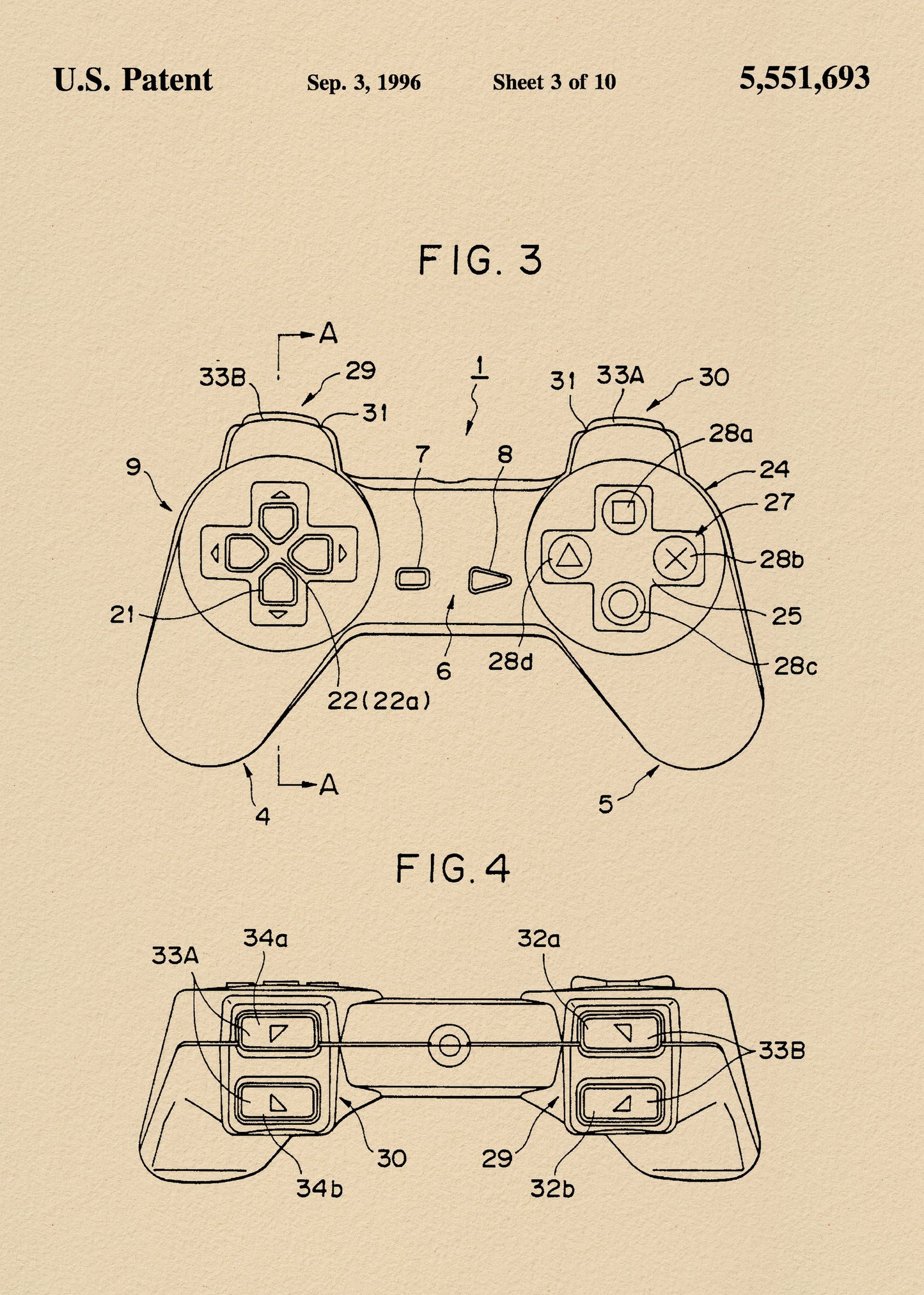 Controller Unit Patent 1996 - Poster / Art Print