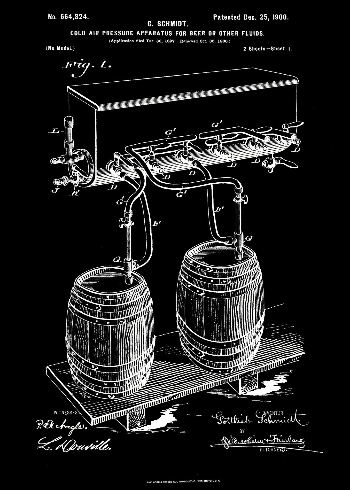 Apparatus for Beer Patent 1944 - Poster / Art Print
