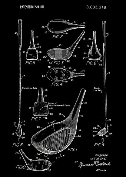 Golf Club Patent 1972 - Poster / Art Print