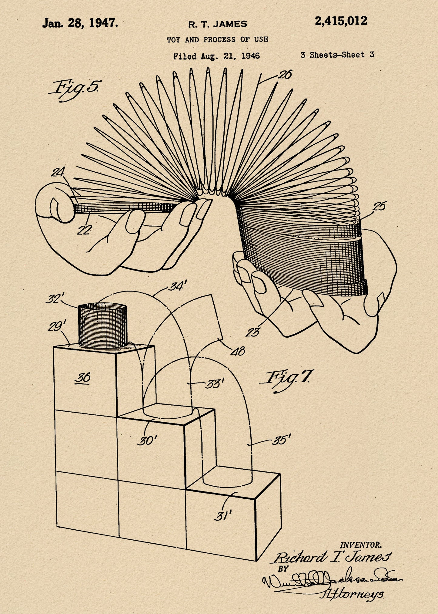 Toy and Process of Use Patent 1947 - Poster / Art Print