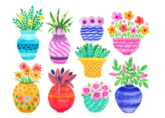 Pots and Flowers - Poster / Art Print