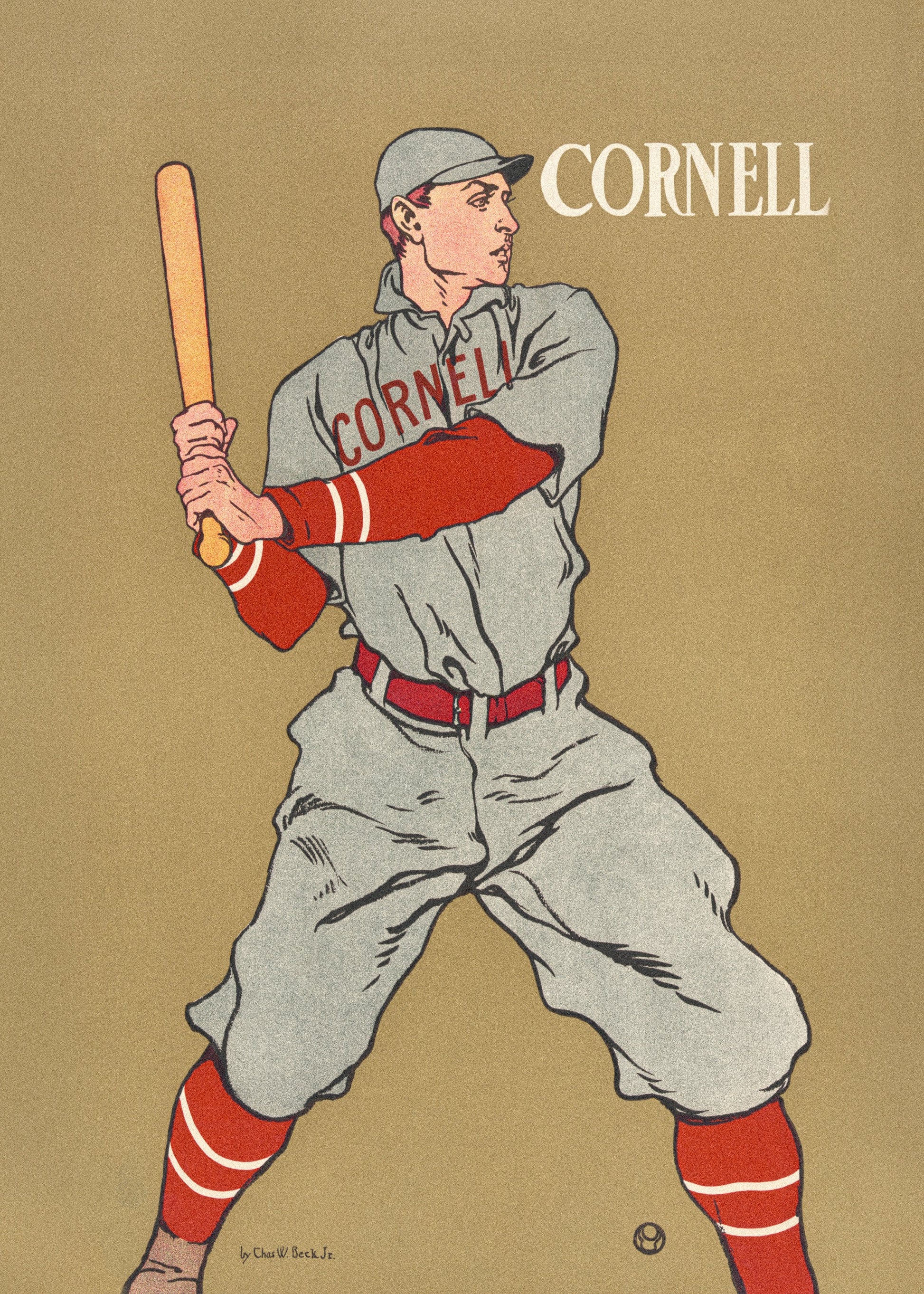 Vintage Drawing of a Baseball Player Holding a Bat - Poster / Art Print