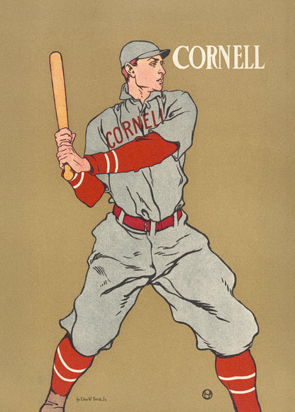 Vintage Drawing of a Baseball Player Holding a Bat - Poster / Art Print