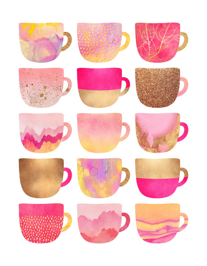 Pretty Pink Coffee Cups - Poster / Art Print