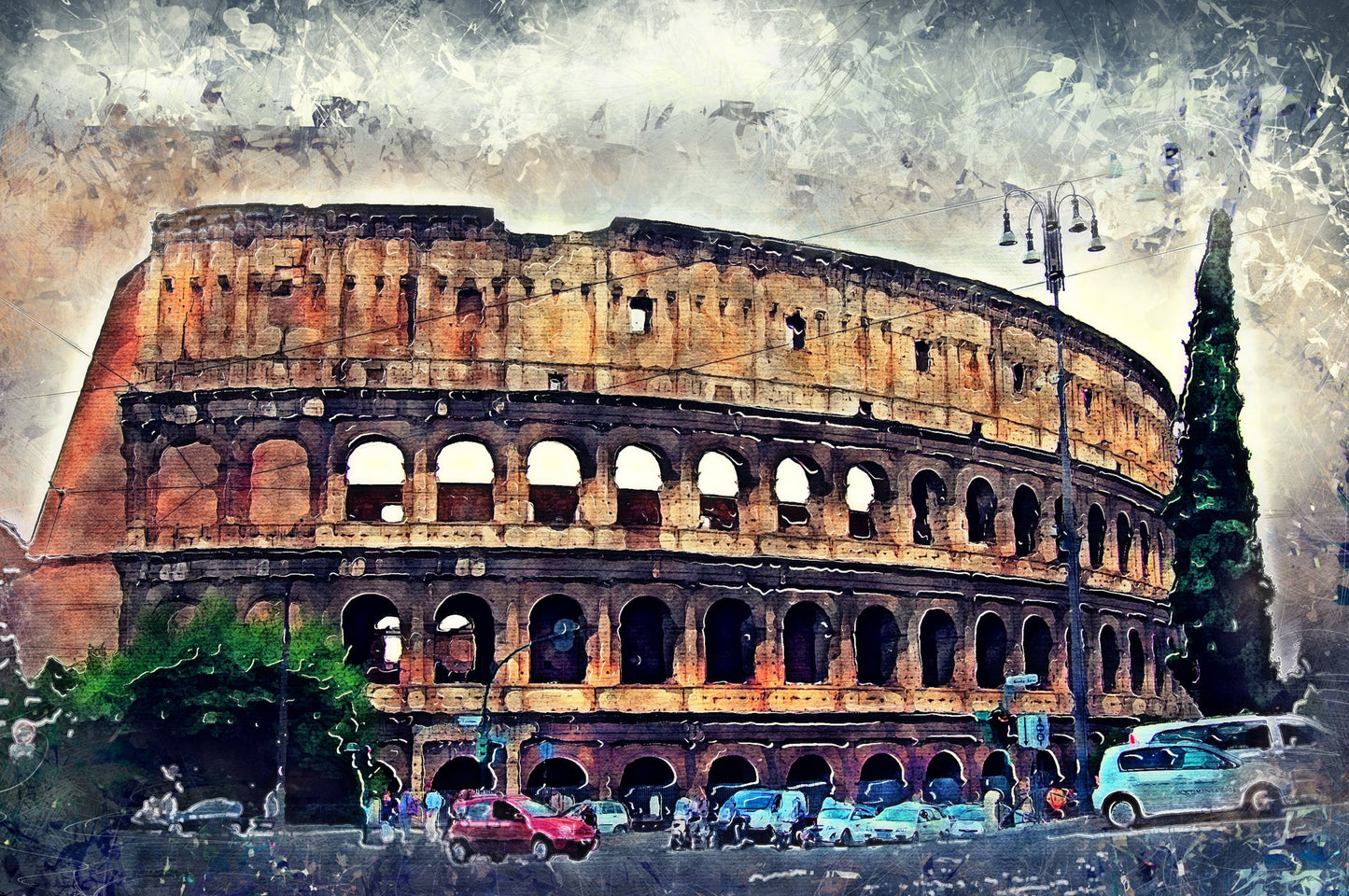 Rome Italy Colosseum Watercolor Art (2) - Poster / Art Print