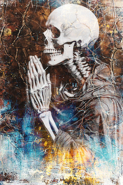 Funny Scull Drawing Illustration 48 - Poster / Art Print