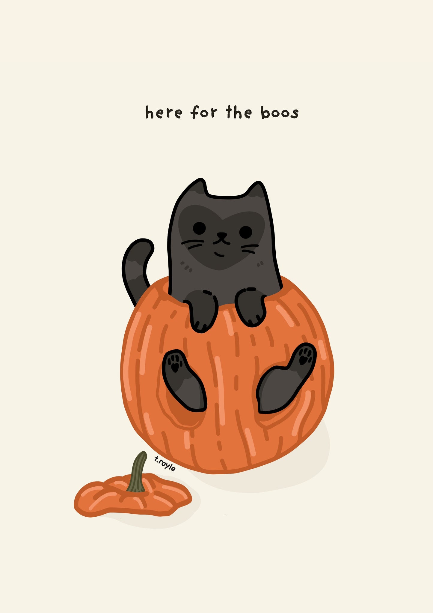 Black Cat Playfully Sitting In A Pumpkin - Poster / Art Print