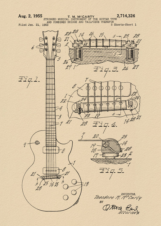 Electric Guitar Patent 1955 - Poster / Art Print