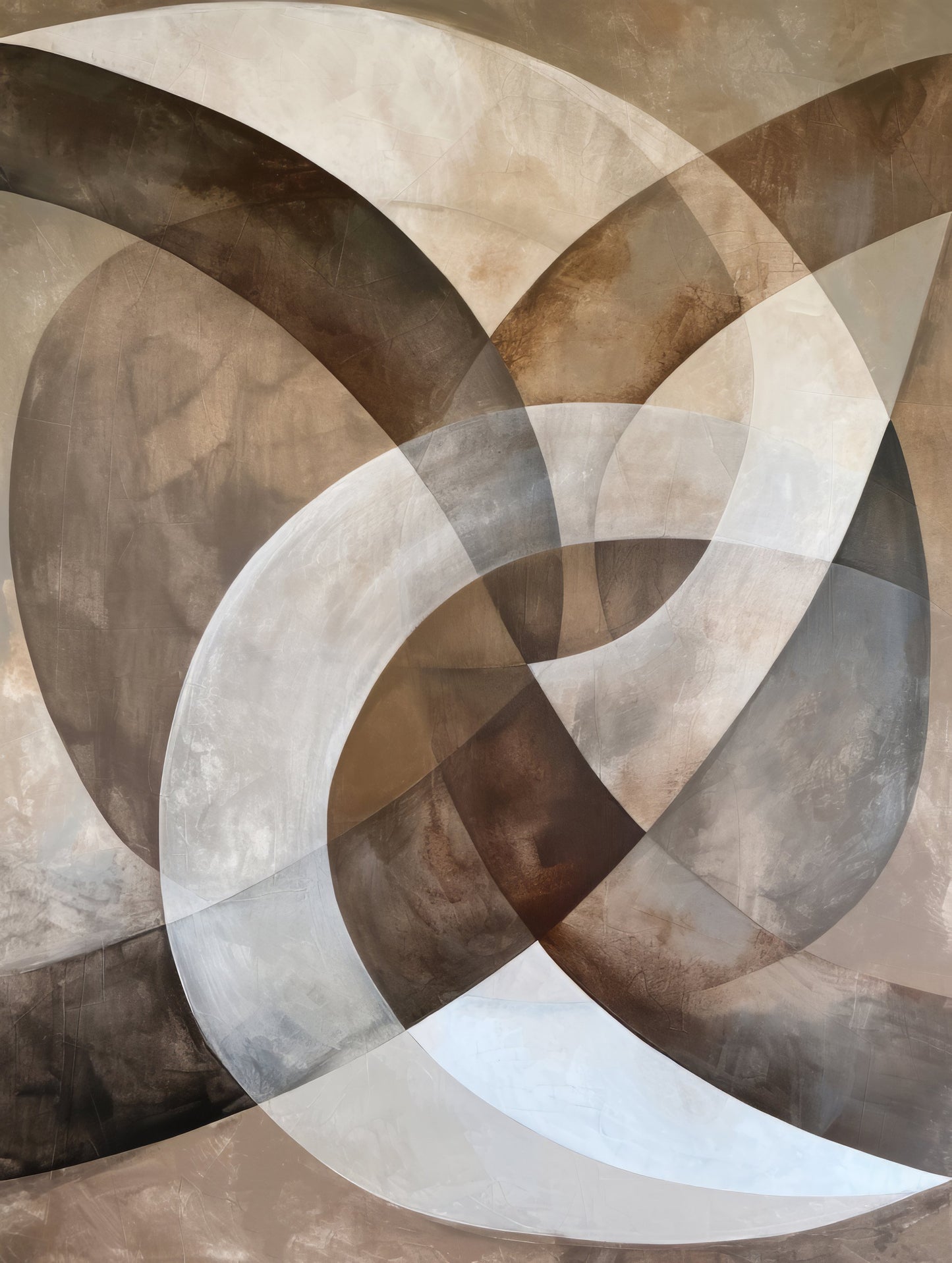 Abstract Art Beige Brown Geo Abstract - Poster / Art Print