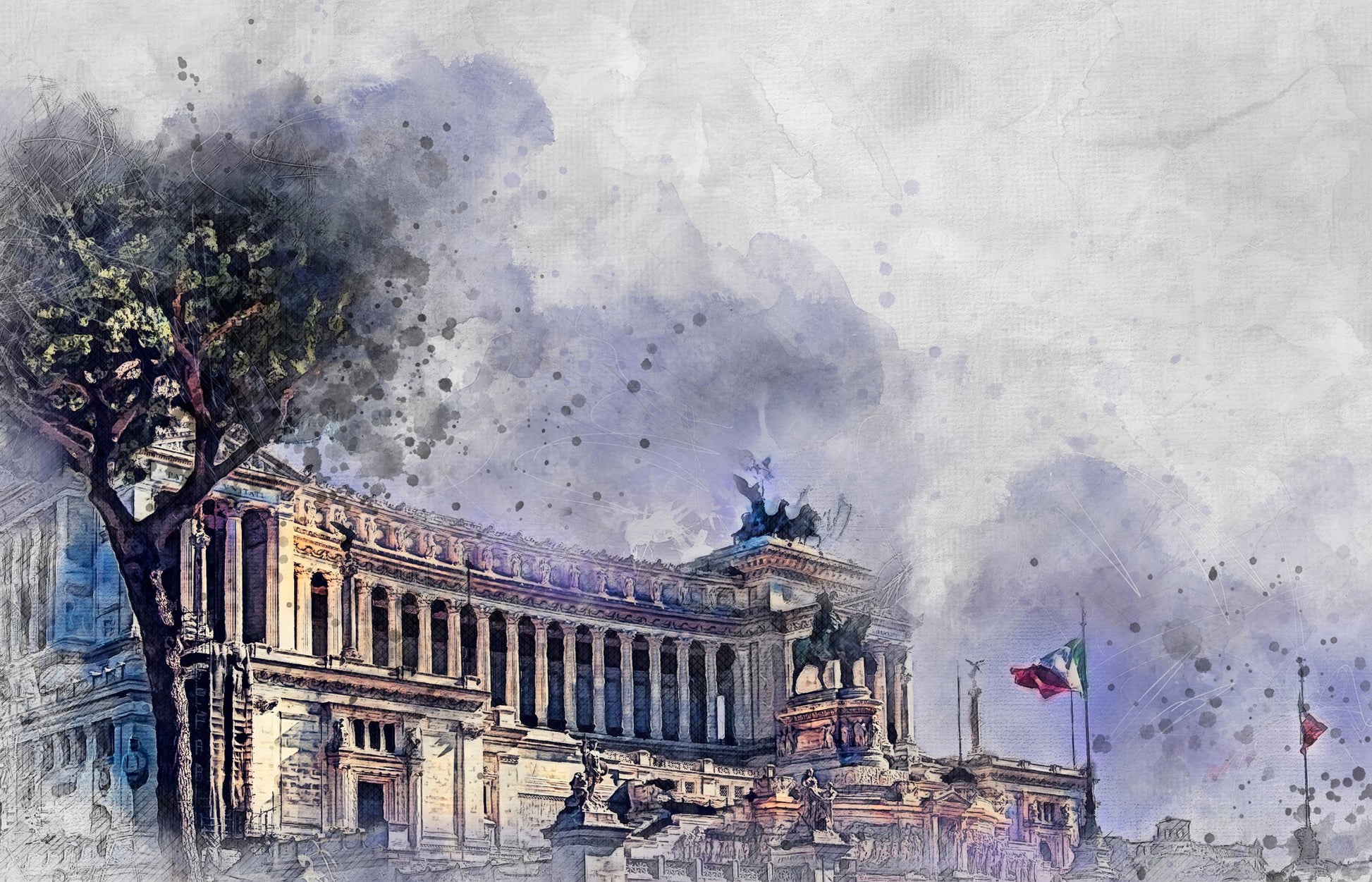 Rome Italy Watercolor Art (1) - Poster / Art Print