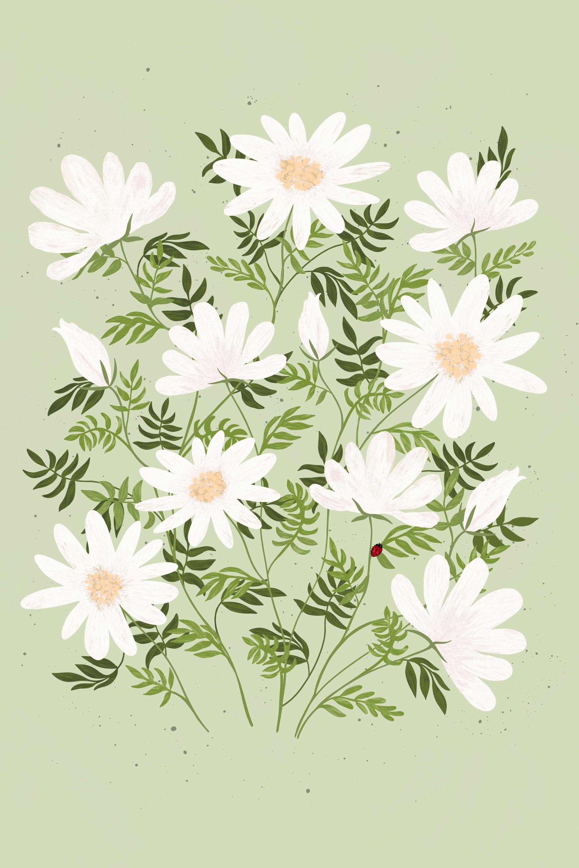Ladybug flowers - Poster / Art Print