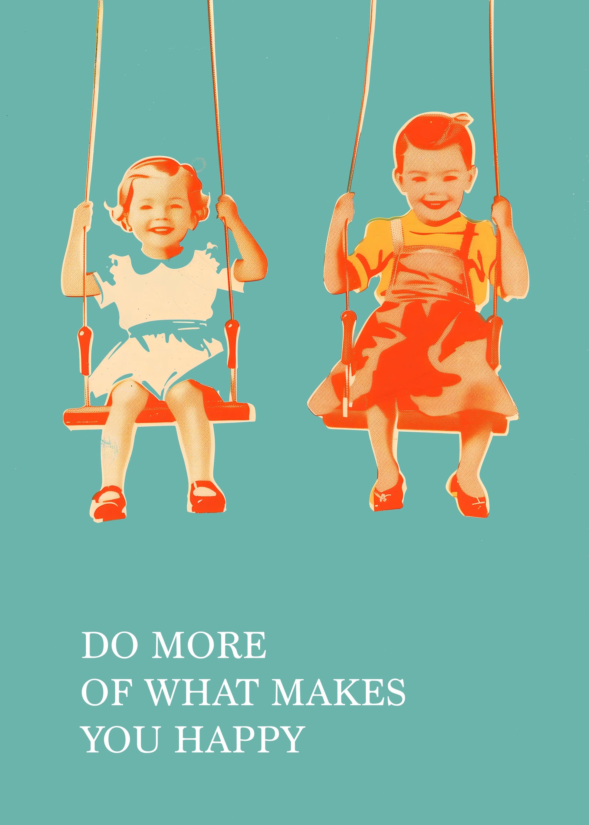 Two Little Girls On Swings - Poster / Art Print