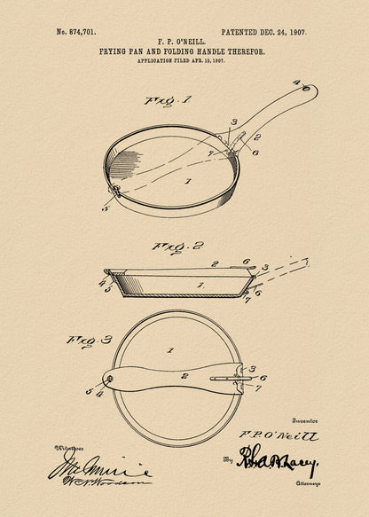 Frying Pan Patent 1907 - Poster / Art Print