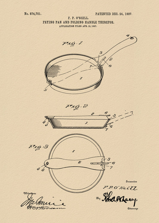 Frying Pan Patent 1907 - Poster / Art Print