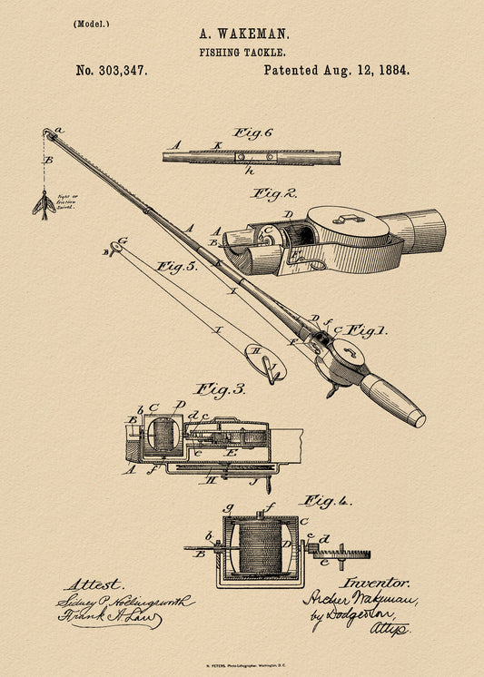 Fishing Tackle Patent 1884 - Poster / Art Print