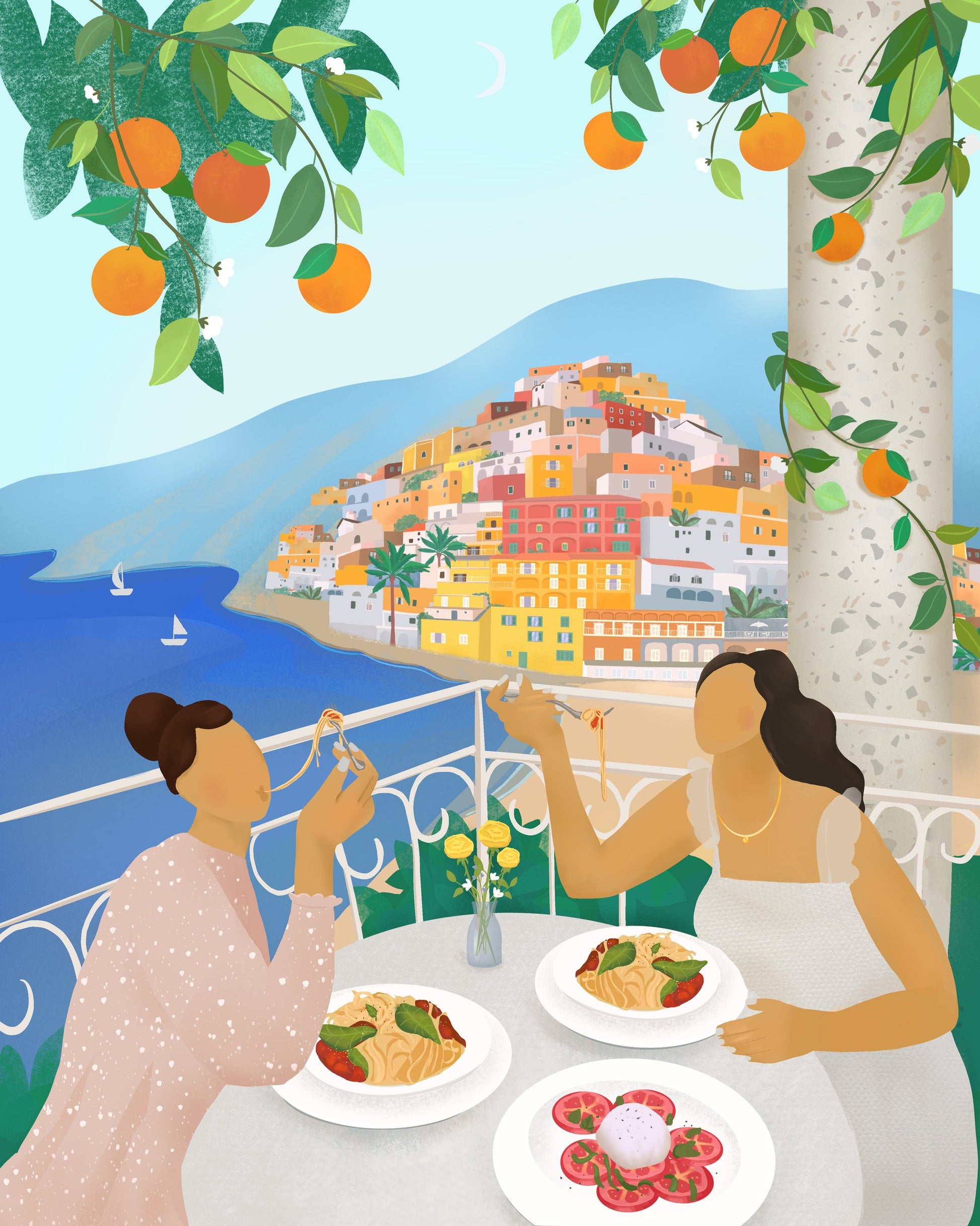 Girls in Positano - Poster / Art Print
