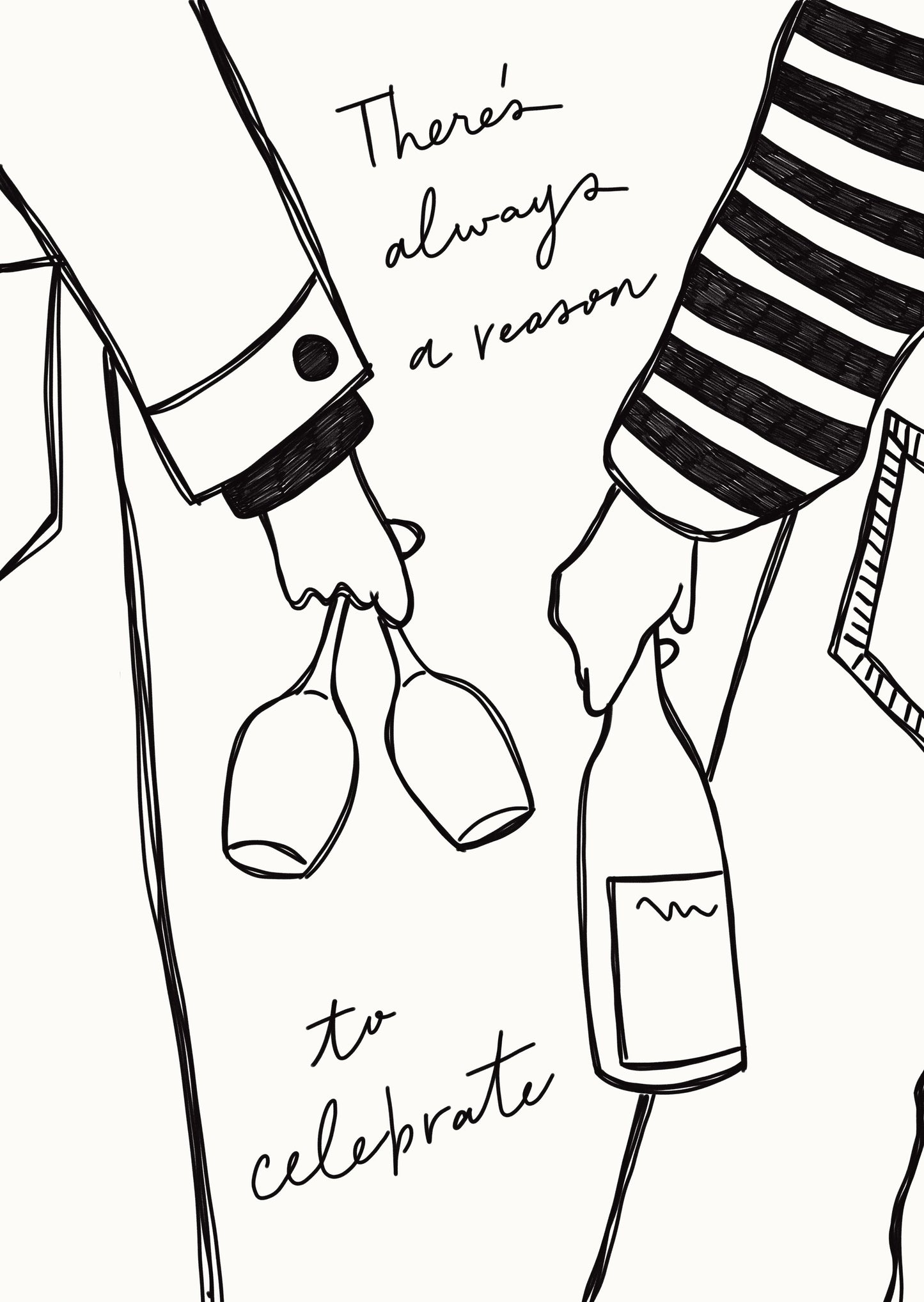 Woman holding wine bottle and wine glass - Poster / Art Print