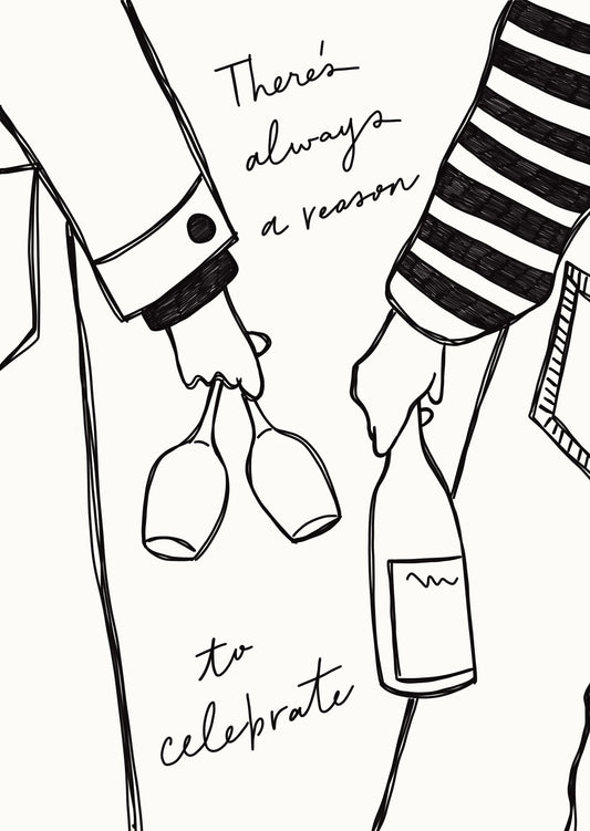 Woman holding wine bottle and wine glass - Poster / Art Print