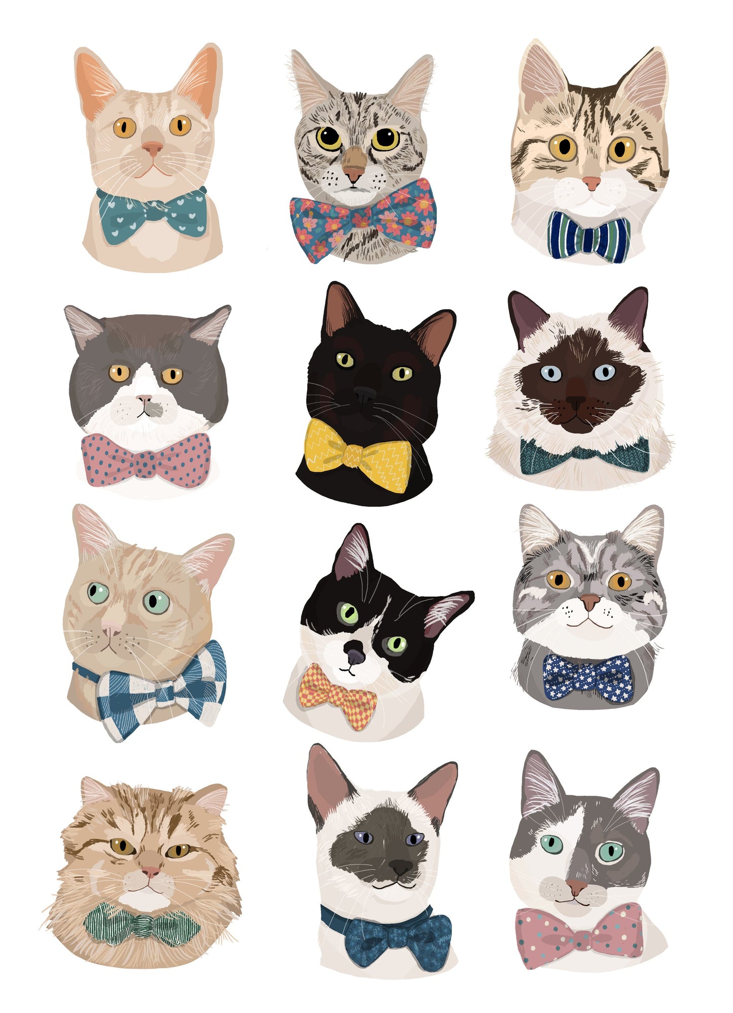 Cats In Bow Tie - Poster / Art Print