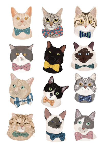 Cats In Bow Tie - Poster / Art Print