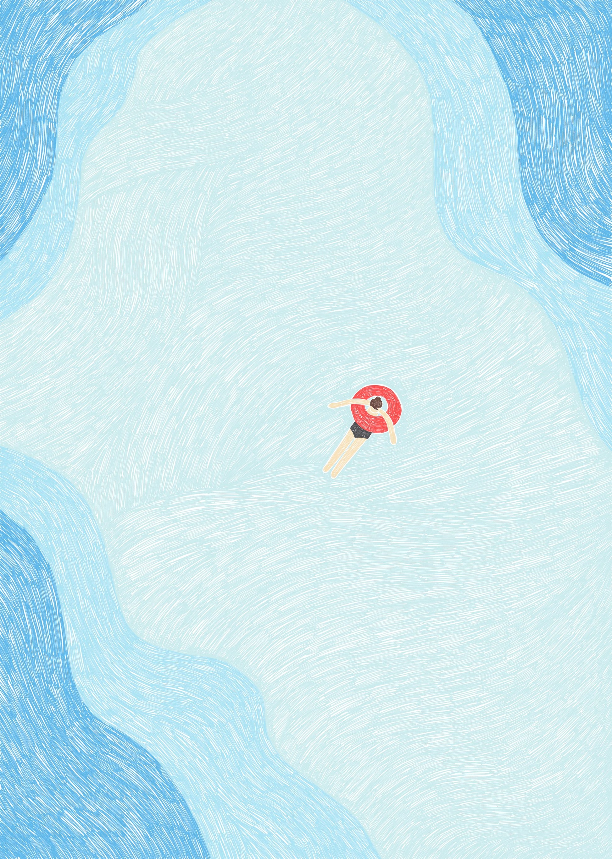 Floating in the Summer Ocean - Poster / Art Print
