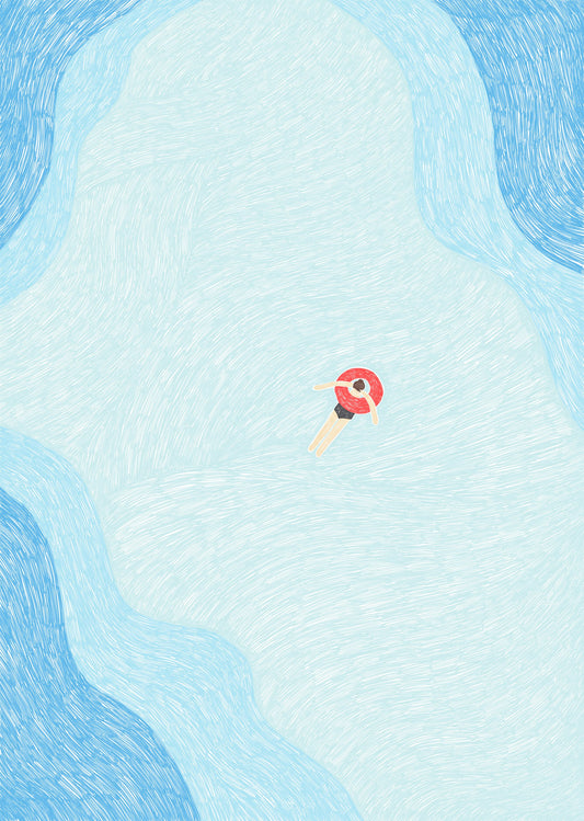 Floating in the Summer Ocean - Poster / Art Print