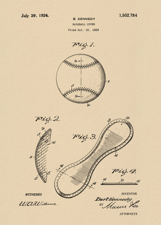 Baseball Cover Patent 1923 - Poster / Art Print