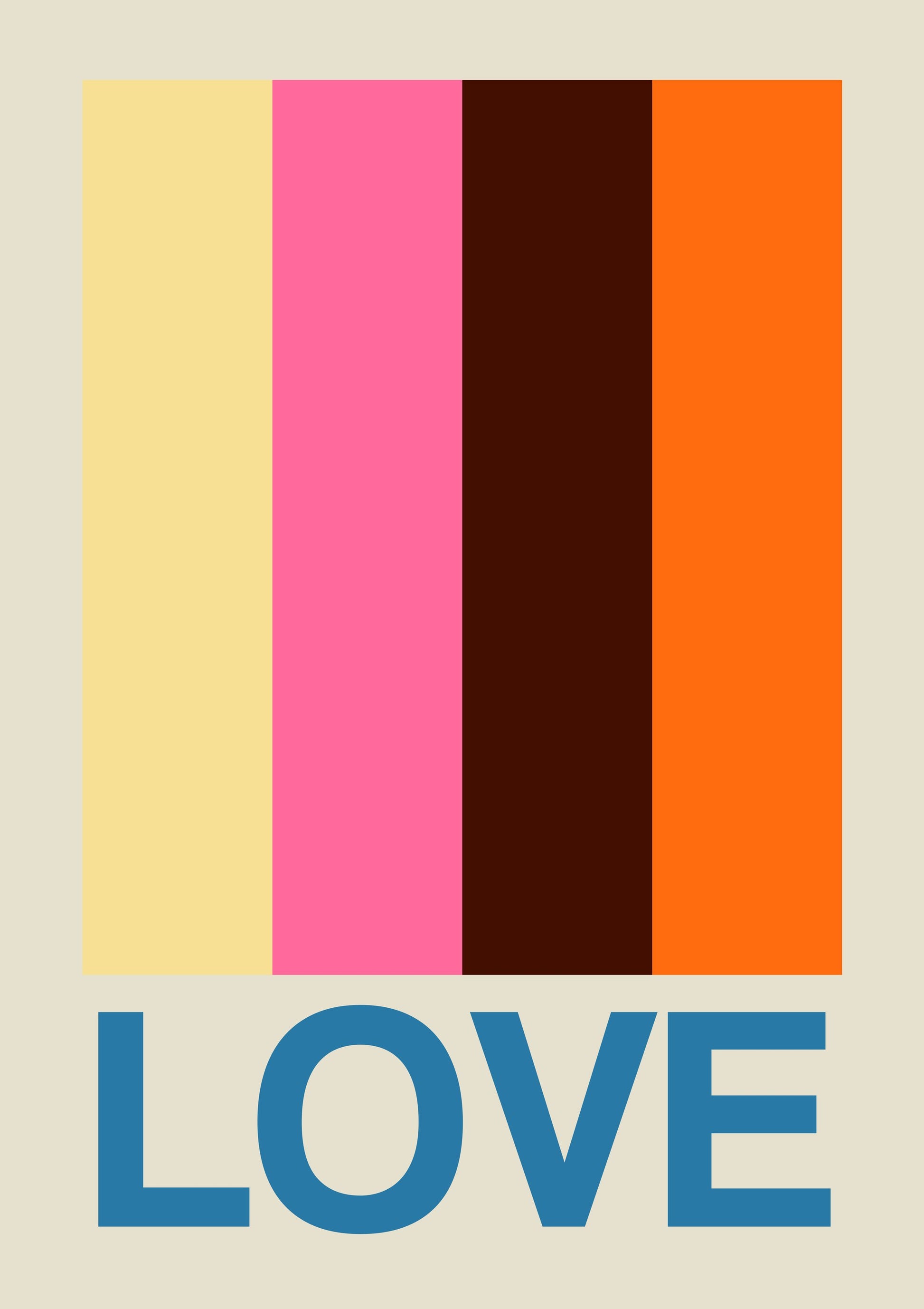 Retro Stripe LOVE Summer Fruits - Poster / Art Print