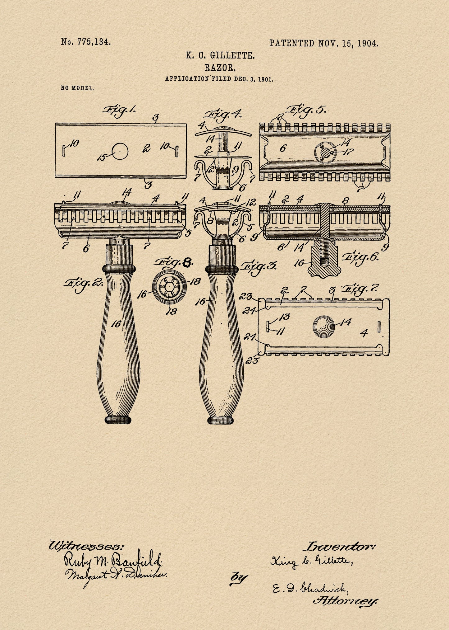 Razor Patent 1904 - Poster / Art Print
