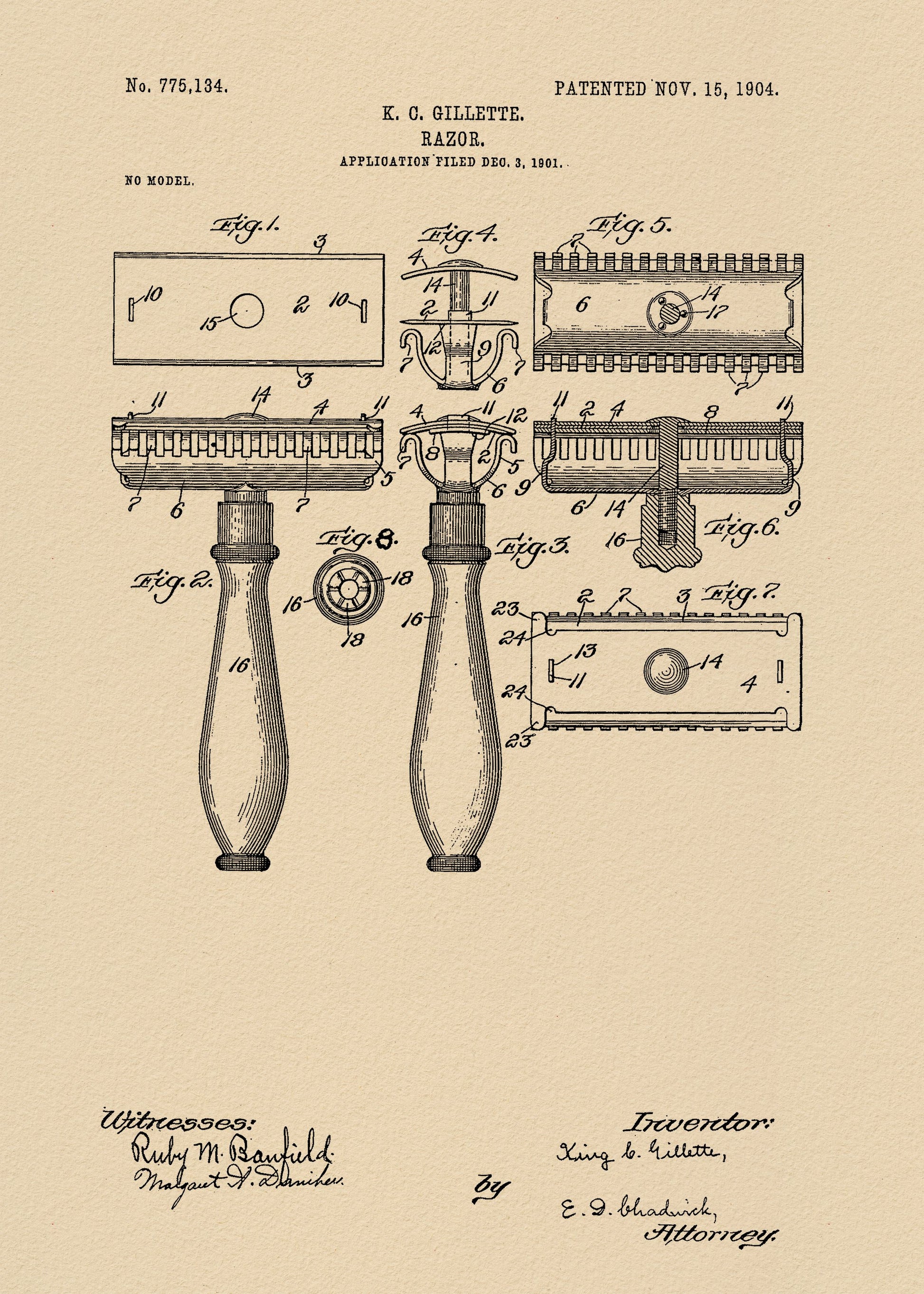 Razor Patent 1904 - Poster / Art Print