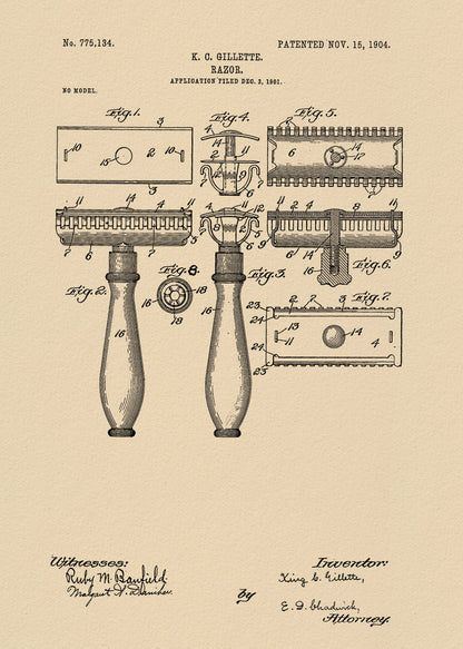 Razor Patent 1904 - Poster / Art Print