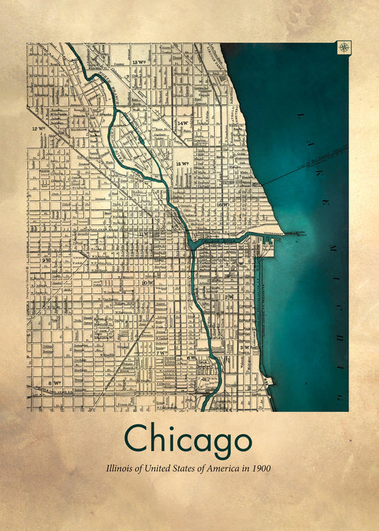 Chicago karta - Poster / Art Print