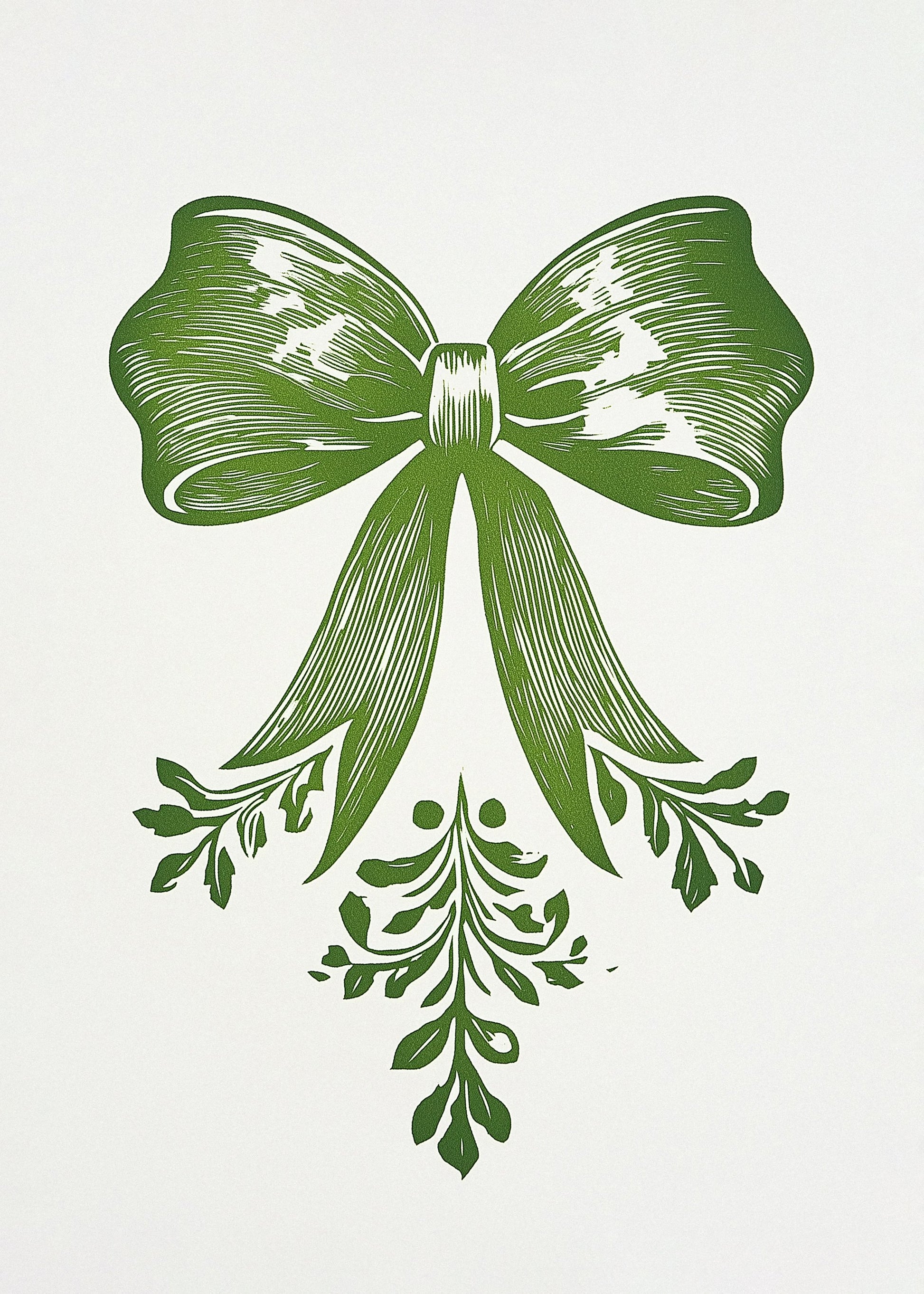 Christmas Bow Green - Poster / Art Print