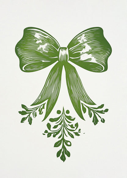 Christmas Bow Green - Poster / Art Print