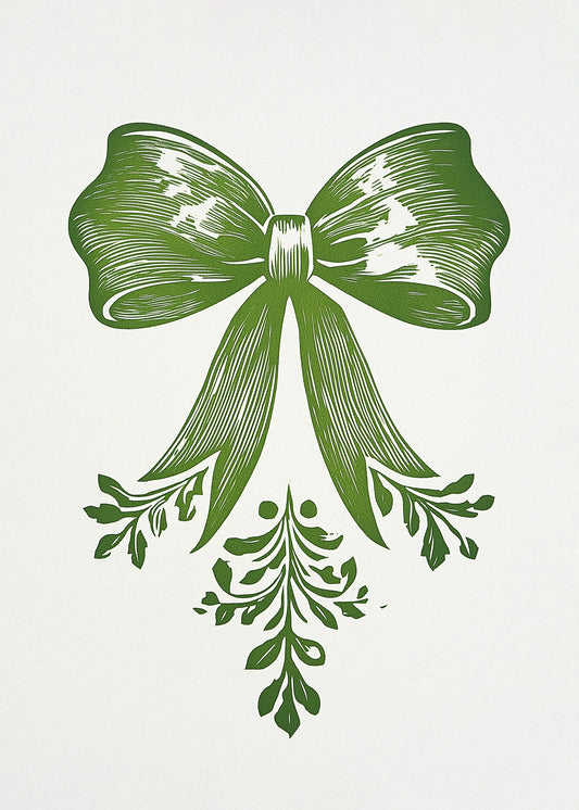 Christmas Bow Green - Poster / Art Print