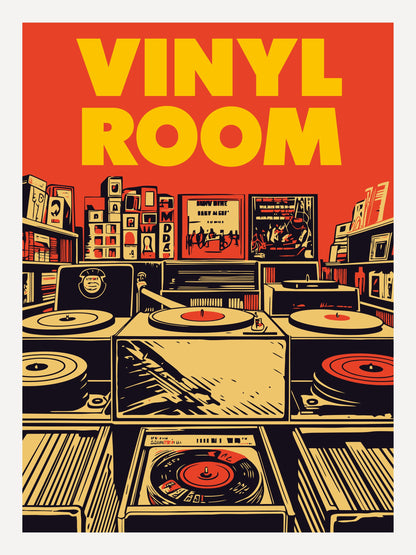 Retro Vinyl Shop - Poster / Art Print