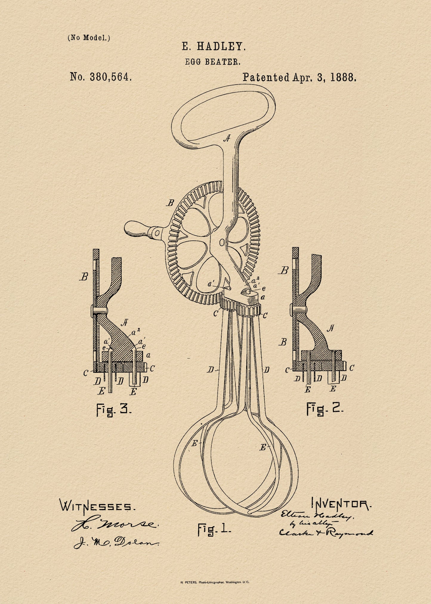 Egg Beater Patent 1888 - Poster / Art Print